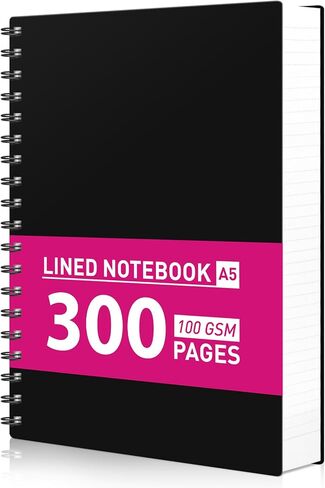 AHGXG Spiral Journal Notebook - College Ruled Notebook 8.5" x 11", 300 Pages Thick Journal for Women, 100GSM Thick Paper, Plastic Hardcover A4 Journal for Writing Work School Supplies, Pink in Kuwait