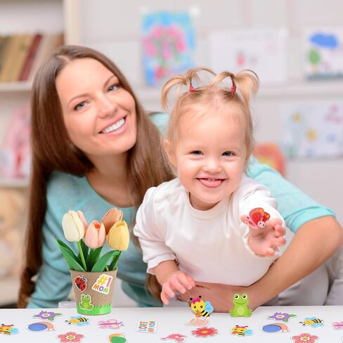 Resurhang 80 حزمة الحرف اليدوية لعيد الأم للأطفال السائبة الربيع الحرف حديقة وعاء الورق مع ملصق DIY وعاء الزهور الخاص بك زراعة مجموعة النمو للفصول الدراسية المدرسة المنزل الفن هدية in Kuwait