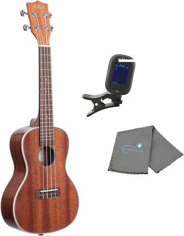 Gloss Mahogany Concert Ukulele Gloss Finish KA-CG Bundle with a Lumintrail Tuner and Polishing Cloth in Saudi Arabia