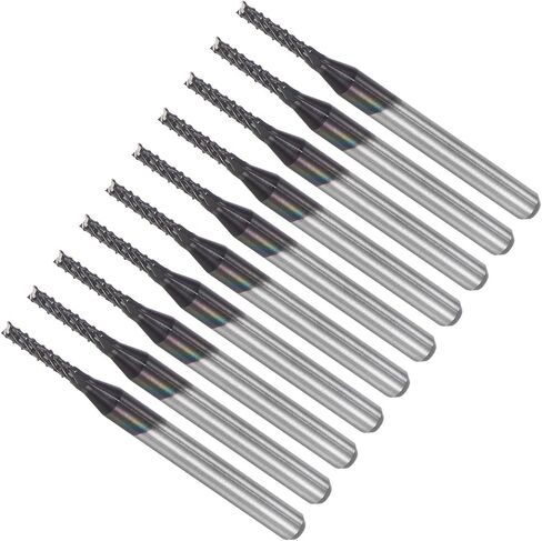 CoCud End Mill CNC Router Bits, 1/8" Shank 8.5mm Cutting 1.6mm Dia, Diamond Film Tungsten Carbide Milling Cutter Right Hand - (Applications: for CNC Drilling Engraving), 10-Pieces in Saudi Arabia
