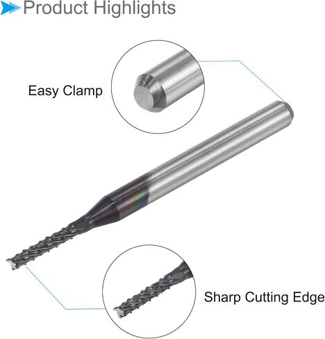 CoCud End Mill CNC Router Bits, 1/8" Shank 8.5mm Cutting 1.6mm Dia, Diamond Film Tungsten Carbide Milling Cutter Right Hand - (Applications: for CNC Drilling Engraving), 10-Pieces in Saudi Arabia