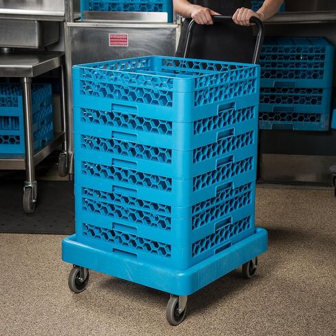 منتجات Carlisle FoodService E-Z Glide Warewashing Rack Dolly Dishwashing Rack Dolly مع استنزاف ومقبض للمطبخ والمطاعم، بلاستيك، 22.5 × 22.5 × 8 بوصة، أسود in Saudi Arabia