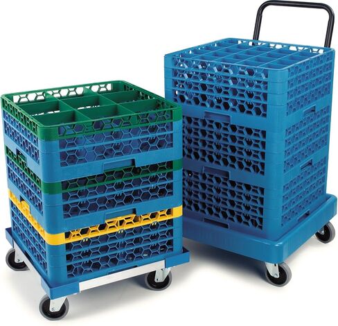 منتجات Carlisle FoodService E-Z Glide Warewashing Rack Dolly Dishwashing Rack Dolly مع استنزاف ومقبض للمطبخ والمطاعم، بلاستيك، 22.5 × 22.5 × 8 بوصة، أسود in Saudi Arabia