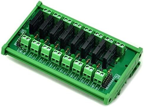 Electronics-Salon DIN Rail Mount DC24V 8 Channels DC-AC 2Amp G3MB-202P Solid State Relay SSR Module Board. in Saudi Arabia