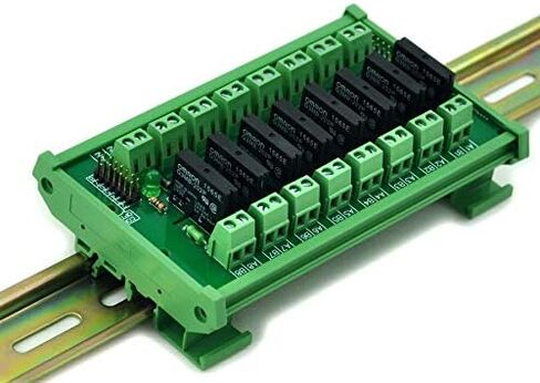 Electronics-Salon DIN Rail Mount DC24V 8 Channels DC-AC 2Amp G3MB-202P Solid State Relay SSR Module Board. in Saudi Arabia