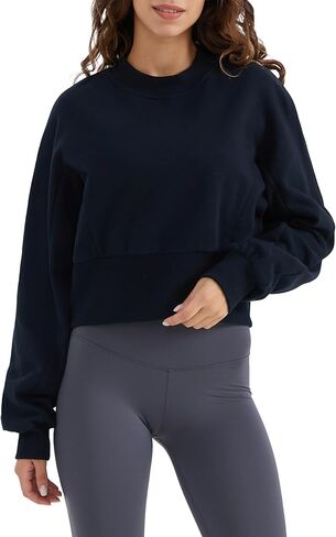 سويت شيرت نسائي كاجوال قصير من Orolay بلوفر برقبة دائرية وأكمام طويلة وملابس ربيعية عصرية in Kuwait