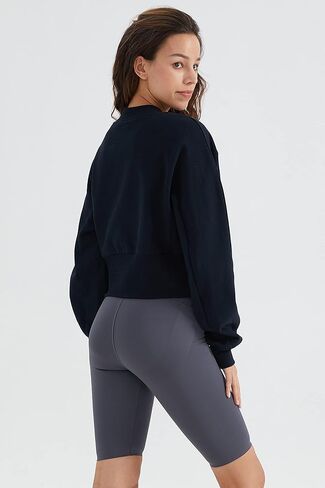 سويت شيرت نسائي كاجوال قصير من Orolay بلوفر برقبة دائرية وأكمام طويلة وملابس ربيعية عصرية in Kuwait