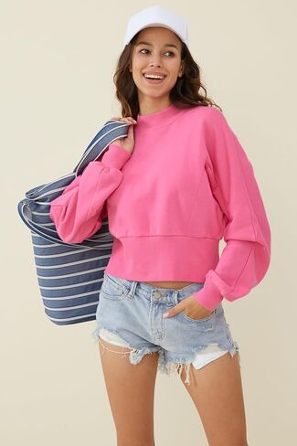 Orolay Women's Casual Cropped Sweatshirts Crew Neck Pullover Long Sleeve Hoodie Spring Fashion Clothes in Saudi Arabia