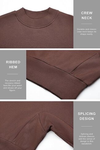 سويت شيرت نسائي كاجوال قصير من Orolay بلوفر برقبة دائرية وأكمام طويلة وملابس ربيعية عصرية in Kuwait