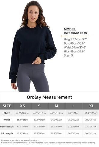 سويت شيرت نسائي كاجوال قصير من Orolay بلوفر برقبة دائرية وأكمام طويلة وملابس ربيعية عصرية in Kuwait