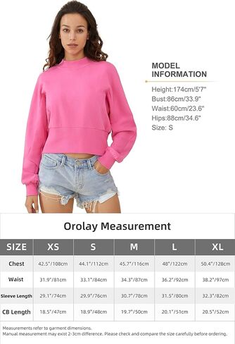 Orolay Women's Casual Cropped Sweatshirts Crew Neck Pullover Long Sleeve Hoodie Spring Fashion Clothes in Saudi Arabia