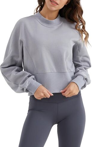 Orolay Women's Casual Cropped Sweatshirts Crew Neck Pullover Long Sleeve Hoodie Spring Fashion Clothes in Saudi Arabia