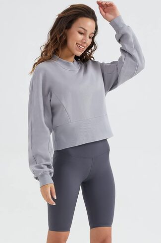 Orolay Women's Casual Cropped Sweatshirts Crew Neck Pullover Long Sleeve Hoodie Spring Fashion Clothes in Saudi Arabia