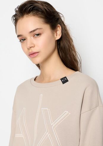 سويت شيرت نسائي من A｜X ARMANI EXCHANGE برقبة دائرية وطباعة شعار الفأس in Saudi Arabia
