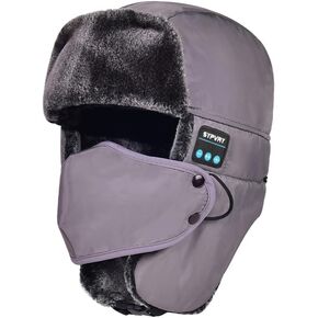 JOYSICAL Bluetooth Warm Hat, Winter Trapper Hat for Men, Mens Hat with Ear Flaps, Snow Mask, Wireless Ski Face Cover, Womens Hats Winter, Black in Kuwait