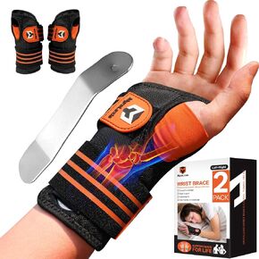 2 Pack Carpal Tunnel Wrist Brace [2025 Upgraded Adjustable Straps & Elastic Thumb Hole] Soft Breathable Night Support Wrist Brace for Pain Relief Tendonitis, Sprain, Arthritis - Left & Right (Size: M) in Saudi Arabia