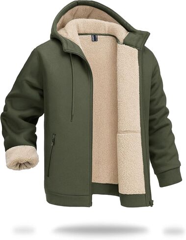 Boladeci Men's Full Sherpa Hoodie Zip Up Sweatshirts Winter Heavyweight Thermal Warm Thick Fleece Cotton Hoodie in Saudi Arabia