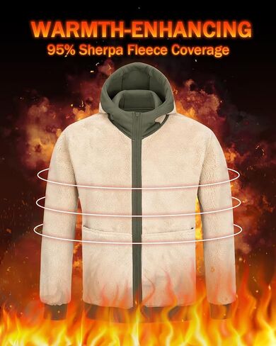 Boladeci Men's Full Sherpa Hoodie Zip Up Sweatshirts Winter Heavyweight Thermal Warm Thick Fleece Cotton Hoodie in Saudi Arabia