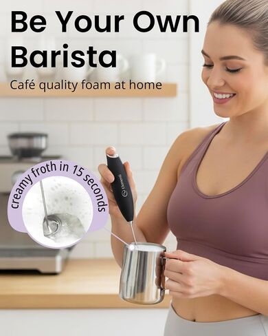 Elementi Drink Mixer Handheld-تحريك كهربائي وورط مسحوق البروتين القوي ، عصا صغيرة سهلة الاستخدام لتناول الكوكتيلات اللذيذة السريعة ، حليب القهوة (البرتقالي) in Kuwait