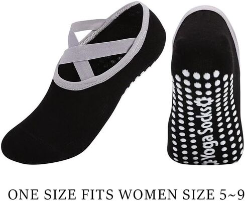 Non-slip Grips Pilates Cotton Socks For Women Ankle Grippy Straps Yoga Barre Ballet Dance Gripper Workouts Anti Skid Sock in Saudi Arabia
