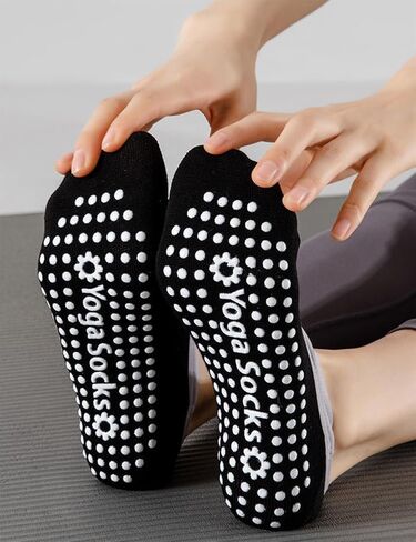 Non-slip Grips Pilates Cotton Socks For Women Ankle Grippy Straps Yoga Barre Ballet Dance Gripper Workouts Anti Skid Sock in Saudi Arabia