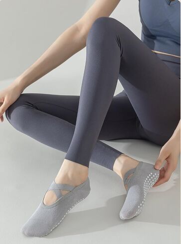 Non-slip Grips Pilates Cotton Socks For Women Ankle Grippy Straps Yoga Barre Ballet Dance Gripper Workouts Anti Skid Sock in Saudi Arabia