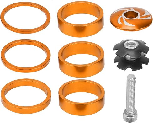 Bike Headset Spacer, 6Pcs Aluminium Alloy Bicycle Handlebar Stem Spacers Replacement Bicycle Stem Cap Set with Screw for Mountain Bike in Saudi Arabia
