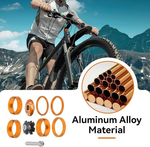 Bike Headset Spacer, 6Pcs Aluminium Alloy Bicycle Handlebar Stem Spacers Replacement Bicycle Stem Cap Set with Screw for Mountain Bike in Saudi Arabia