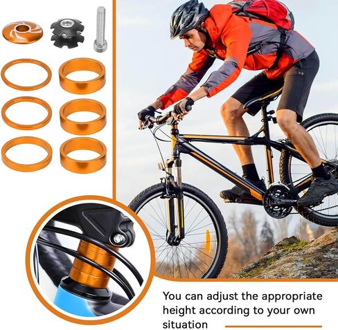 Bike Headset Spacer, 6Pcs Aluminium Alloy Bicycle Handlebar Stem Spacers Replacement Bicycle Stem Cap Set with Screw for Mountain Bike in Saudi Arabia
