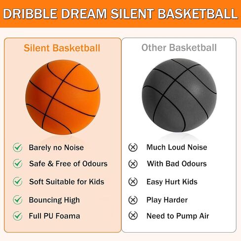 Silent Basketball Size 7, Upgrade Dribble Dream Silent Basketball, Foam Indoor Ball for Quiet Dribbling and Indoor Training, Real Feel Higher Bounce Quieter (9.4 in) in Saudi Arabia