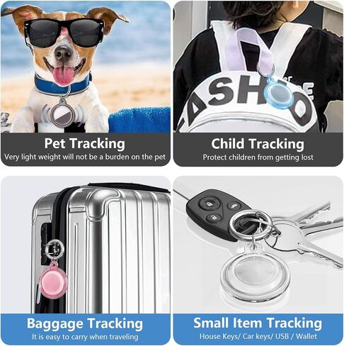 Galafoki Waterproof 4 Pack متوافق مع حامل Apple Airtags ، علامات الهواء الصافية-4 علامات الهواء مع حزمة Airtags keychain للأطفال الكلب والحيوانات الأليفة ومفاتيح السيارات ، والبطول الوردي+اللون الأزرق+الأرجواني+أسود+أبيض in Kuwait