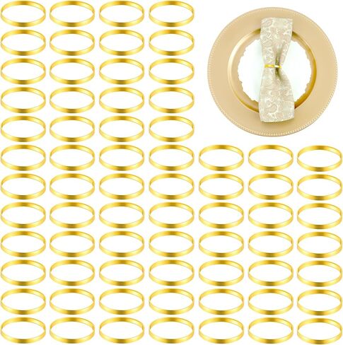 100pcs حلقات منديل الذهب ، حلقات منديل ذهبية أنيقة ، servilleteros para mesas لحفلات الزفاف والحفلات والعشاء in Kuwait