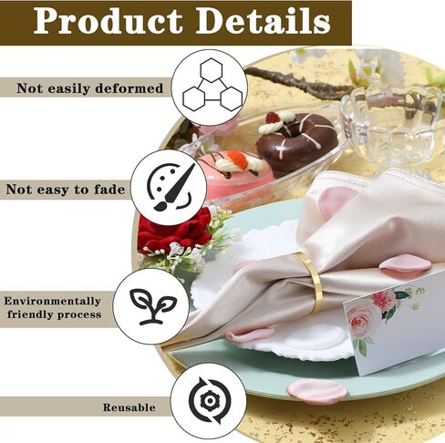 100pcs حلقات منديل الذهب ، حلقات منديل ذهبية أنيقة ، servilleteros para mesas لحفلات الزفاف والحفلات والعشاء in Kuwait