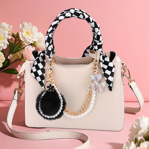 AIERSA 3Pcs Bag Charms for Handbags Purses, Cute Keychains for Women, Pearl Chain Bag Strap, Handle Decorative Handbag Charms Set for Women Purse Handbag Wallet Crossbody Shoulder Bag Accessories in Kuwait
