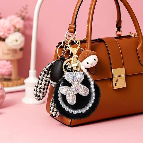 AIERSA 3Pcs Bag Charms for Handbags Purses, Cute Keychains for Women, Pearl Chain Bag Strap, Handle Decorative Handbag Charms Set for Women Purse Handbag Wallet Crossbody Shoulder Bag Accessories in Kuwait