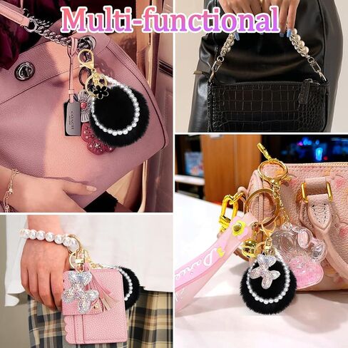AIERSA 3Pcs Bag Charms for Handbags Purses, Cute Keychains for Women, Pearl Chain Bag Strap, Handle Decorative Handbag Charms Set for Women Purse Handbag Wallet Crossbody Shoulder Bag Accessories in Kuwait