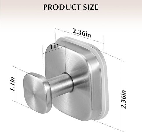 Suction Cup Hooks for Shower - Reusable No-Drill Mounting - Hooks for Towels, Robes & Loofah on Metal, Glass, Mirrors, Tile & Smooth Non-Porous Surfaces (2, Brushed Nickel) in Saudi Arabia