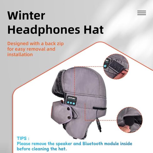 JOYSICAL Bluetooth Warm Hat, Winter Trapper Hat for Men, Mens Hat with Ear Flaps, Snow Mask, Wireless Ski Face Cover, Womens Hats Winter, Black in Kuwait