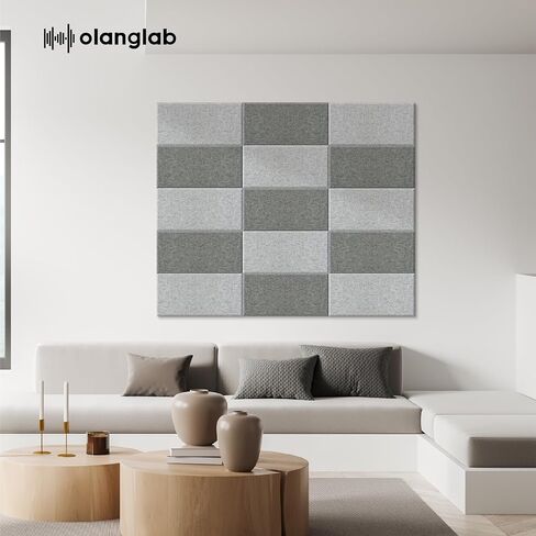 ألواح حائط صوتية مصنوعة من الألياف الزجاجية من Olanglab، 4 قطع، لوحات صوت مقاس 11.8 بوصة × 23.6 بوصة، ألواح مقاومة للصوت ملفوفة بالقماش للجدران (رمادي فاتح) in Kuwait