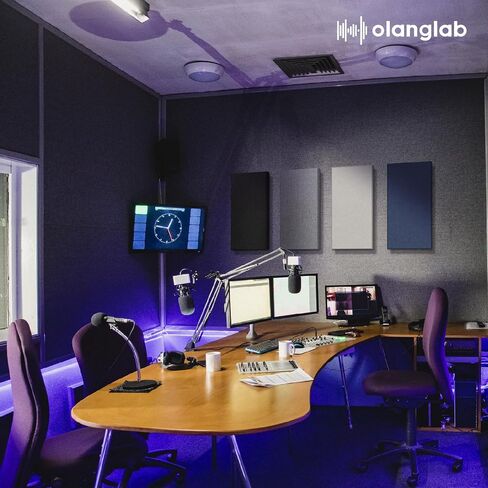 Olanglab Fiberglass Acoustic Wall Panels 4 Pack, 11.8'' x 23.6'' Sound Panels, Fabric Wrapped Sound Proof Panels for Walls (Light Gray) in Saudi Arabia