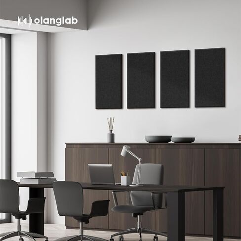 Olanglab Fiberglass Acoustic Wall Panels 4 Pack, 11.8'' x 23.6'' Sound Panels, Fabric Wrapped Sound Proof Panels for Walls (Light Gray) in Saudi Arabia