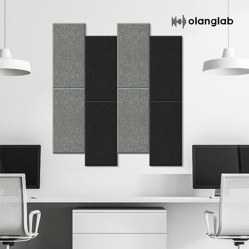 Olanglab Fiberglass Acoustic Wall Panels 4 Pack, 11.8'' x 23.6'' Sound Panels, Fabric Wrapped Sound Proof Panels for Walls (Light Gray) in Saudi Arabia