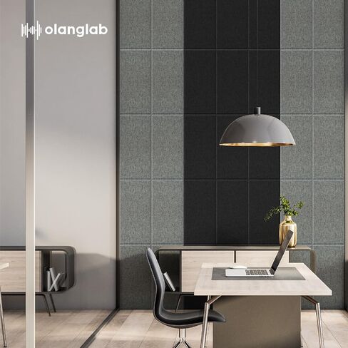 Olanglab Fiberglass Acoustic Wall Panels 4 Pack, 11.8'' x 23.6'' Sound Panels, Fabric Wrapped Sound Proof Panels for Walls (Light Gray) in Saudi Arabia