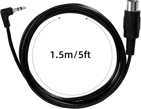قطعتان من النوع A 3.5 ملم/0.14 بوصة TRS إلى كابل ذكر 5-Pin DIN MIDI، كابل TRS طويل 1.5 متر/59 بوصة إلى كابل MIDI متعدد الاتجاهات 5-Pin لمزامنة لوحات المفاتيح وDAWs (أسود) in Saudi Arabia