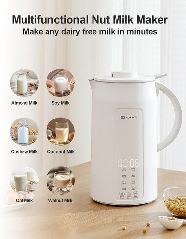 صانع الحليب من موكوم الجوز ، آلة حليب اللوز أوتوماتيكي 42 أوقية للحليب المصنوع من النباتات ، الشوفان ، فول الصويا ، المشروبات الخالية من الألبان ، صانع حليب الصويا مع تأخير بدء/الحفاظ على الدفء/التورط الذاتي ، الأخضر in Kuwait