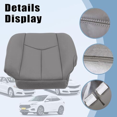 Secosautoparts السائق أسفل ووسادة الرغوة استبدال المقعد الجلدي الغطاء الرمادي الداكن #692 أو 69i متوافق مع Chevy Tahoe Suburban متوافق مع GMC Sierra Yukon 2003 2004 2005 in Saudi Arabia