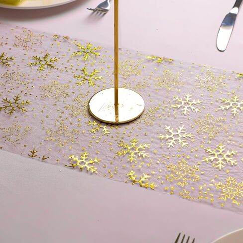 Snowkingdom 20ft Gold Table Runner ، Glitter Foil Metallic Thin Thice Mesh Runner Gold Runner for Table Centerces ، Decorations Golden for Party Cairs Sashes Hinded Birthday Cradues Christmas 240 Int in Kuwait