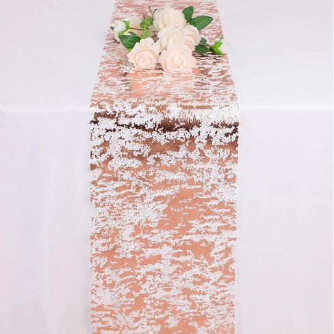 Snowkingdom 20ft Gold Table Runner ، Glitter Foil Metallic Thin Thice Mesh Runner Gold Runner for Table Centerces ، Decorations Golden for Party Cairs Sashes Hinded Birthday Cradues Christmas 240 Int in Kuwait