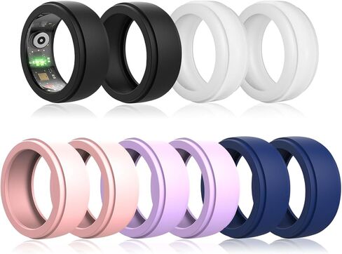 10 عبوات من غطاء الحلقات لـ Oura Ring Gen 4 / Gen 3، واقي سيليكون مرن مضاد للخدش للرجال والنساء أثناء ممارسة التمارين الرياضية في صالة الألعاب الرياضية - (صغير: يناسب 6-9) متعدد الألوان in Saudi Arabia