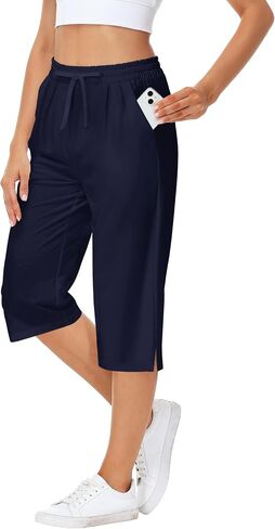 Women Yoga Capri Pants Comfy Drawstring Lounge Sweatpants with Side Pockets in Saudi Arabia